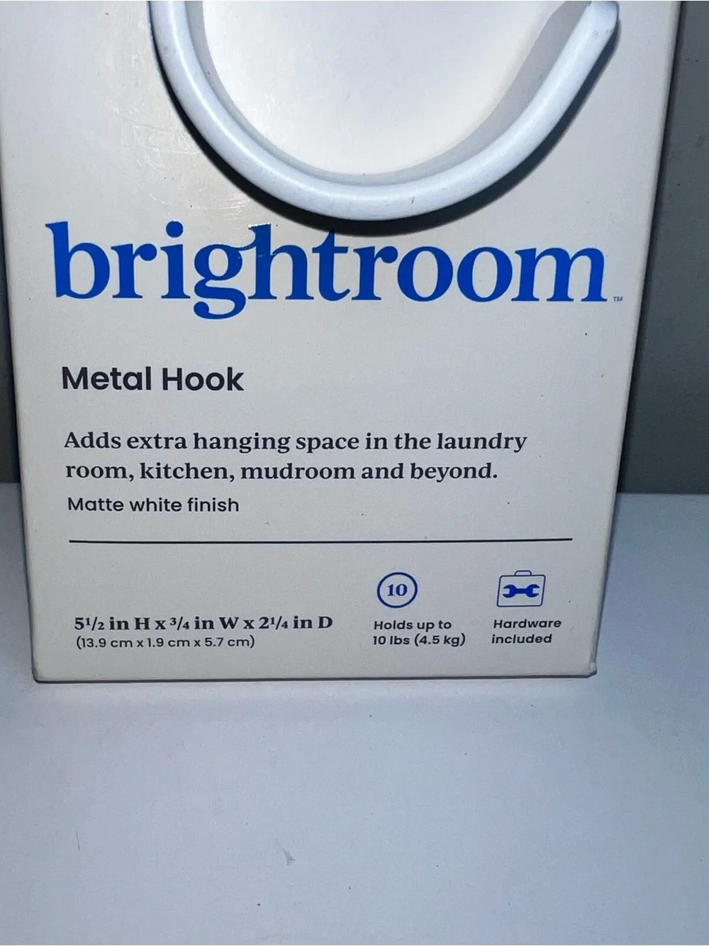 Matte White Metal Hook for Wall or Door